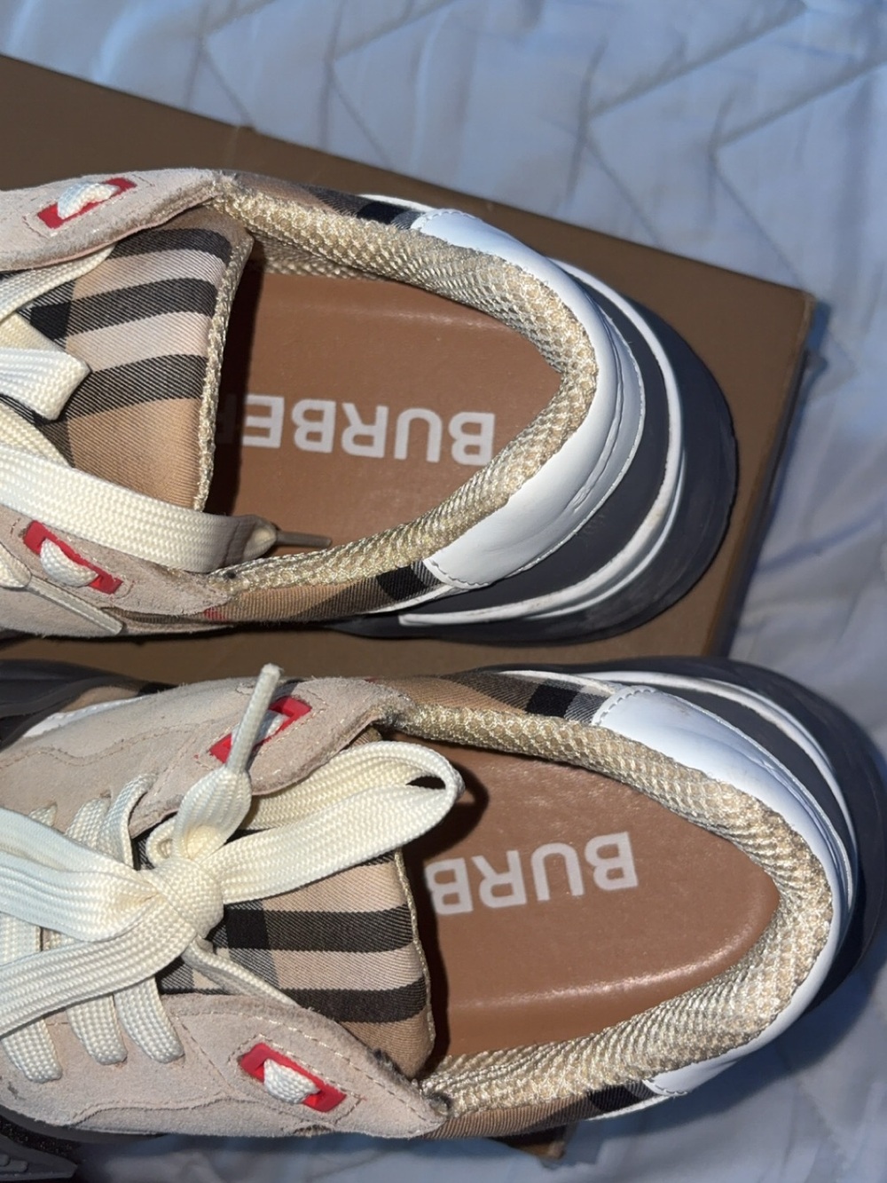 Burberry Beige, Gray & Black Check Kids Sneakers - Picture 6 of 6